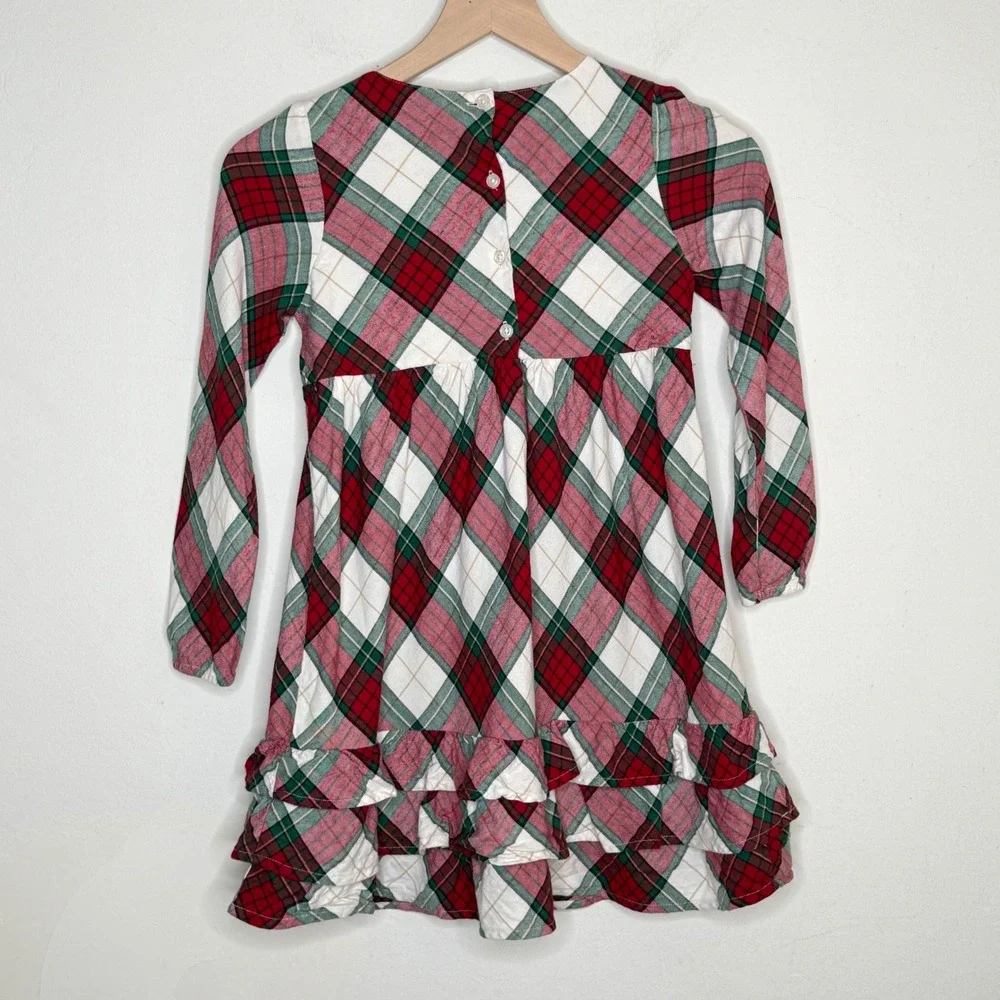Gymboree Girls Dress Size 8 Red Green Plaid Cotton Long Sleeve Holiday Christmas